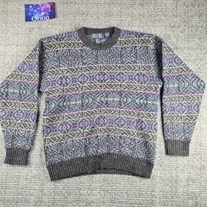 Vintage Colours Alexander Julian Sweater Mens L Multi 100% Knit Shetland Wool